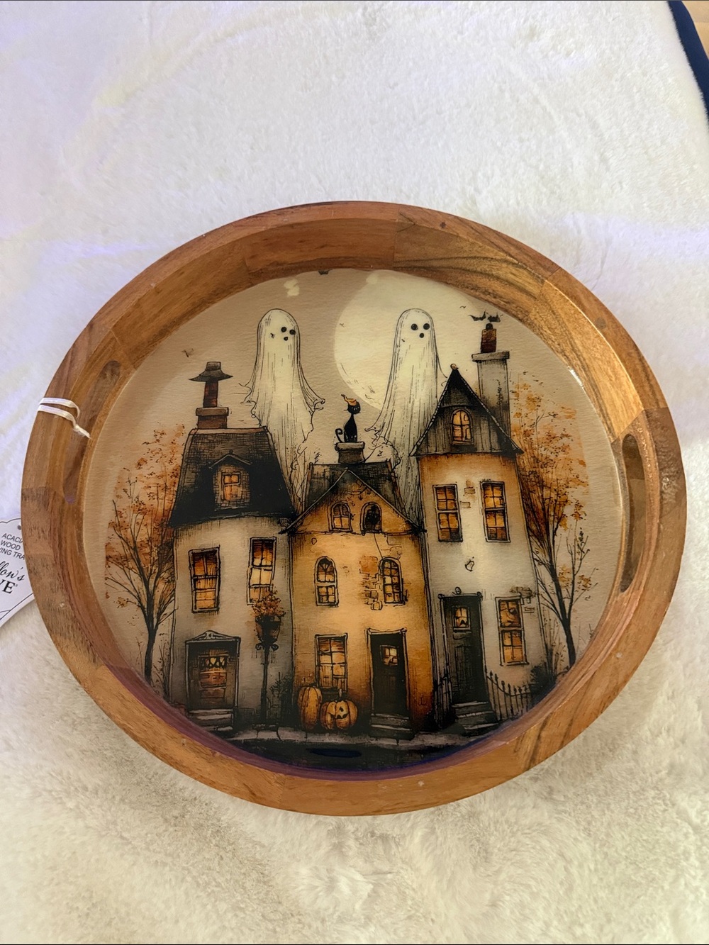 Halloween acacia wood serving tray